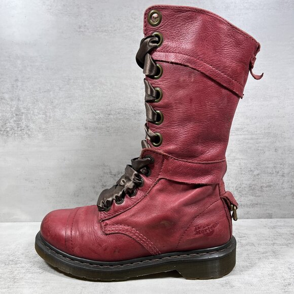 Dr Martens Triumph Floral Lined Fold Over Leather Boots Women's Size UK 5 / US 7